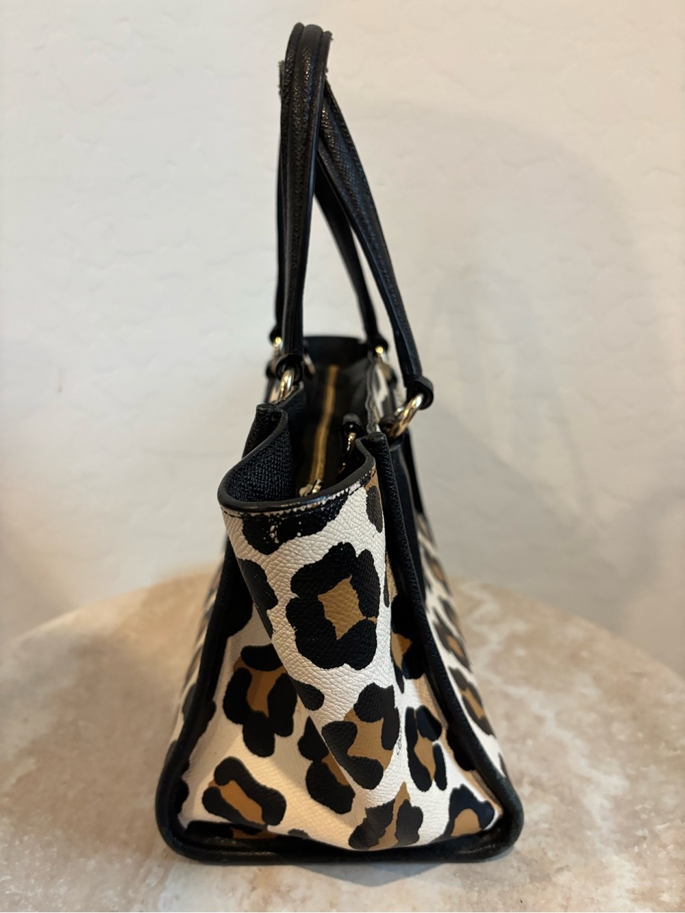 Coach Mini Crosby Carryall Leopard Print Tote Bag in Black & Brown - Picture 7 of 15